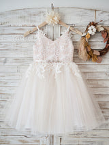 Straps Neck Sleeveless Sash Formal Kids Pageant flower girl dresses-Dbrbridal
