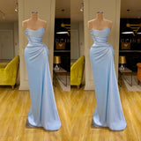 Stunning Cross Light Blue Soft-pleated Long Prom Dress Sweetheart-Dbrbridal