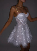 Sweet Sequined Chic A-line Short Wedding Dresses Elegant Sweetheart Neckline-Dbrbridal