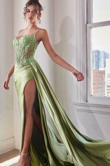 Sweetheart Mermaid Prom Dresses with Spaghetti Straps Sleeveless Split Beads and Ruffles-Dbrbridal