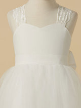 Sweetheart Neck Tulle Sleeveless Floor Length A-line Applique Kids Party Dresses-Dbrbridal
