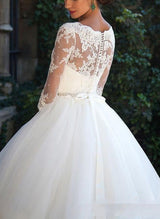 Timeless Lace Ball-Gown Sleeves Wedding Dresses-Dbrbridal