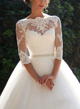 Timeless Lace Ball-Gown Sleeves Wedding Dresses-Dbrbridal