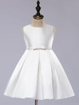 Toddlers Short Dress Princess Sleeveless Satin flower girl dress-Dbrbridal