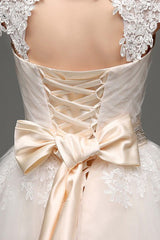 Tulle Cap Sleeves Keyhole Back Princess Wedding Dress With Bow And Rhinestone Sash-Dbrbridal