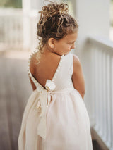 Tulle Champagne Jewel Neck Sleeveless Short Princess Party Dress Kids Sash Pageant Dresses-Dbrbridal