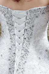 Tulle Wedding Dress Lace Beading Bridal Gown Strapless Sweetheart Chapel Train A-Line Sexy Backless Bridal Dress-Dbrbridal