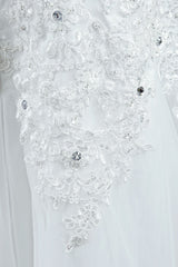 Tulle Wedding Dress Lace Beading Bridal Gown Strapless Sweetheart Chapel Train A-Line Sexy Backless Bridal Dress-Dbrbridal