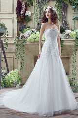 Tulle Wedding Dress Lace Beading Bridal Gown Strapless Sweetheart Chapel Train A-Line Sexy Backless Bridal Dress-Dbrbridal