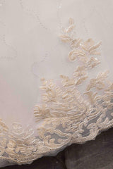 Tulle Wedding Dresses Princess Bridal Gown Illusion Collar Half Sleeve Long Bridal Dress-Dbrbridal