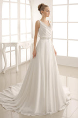 Turndown Collar Brides Wedding Dress With Pleated Satin Exclusive-Dbrbridal