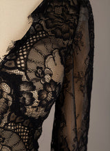 V-Neck Long Sleeves Lace Tulle Wedding Dress-Dbrbridal