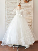 V-Neck Sleeveless Beaded Kids Social Party Lace Dresses-Dbrbridal