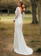 V-Neck Sweep Train Chiffon Split Front Wedding Dress-Dbrbridal
