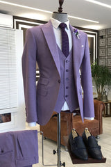 Violet Purple 3-Pieces Tailored Slim Fit Prom Suits For Men-Dbrbridal