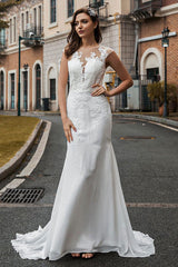 Wedding Bridal Gowns Jewel Neck Sleeveless Buttons Court Train Bridal Gowns Exclusive-Dbrbridal