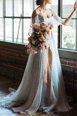 Wedding Dress A-line Off The Shoulder Sleeveless Pleated Court Train Chiffon Boho Bridal Gowns-Dbrbridal