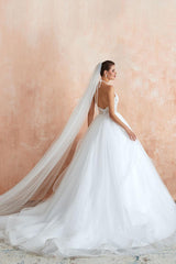Wedding Dress Ball Gown Halter Sleeveless Long Lace Tulle Bridal Gowns With Train-Dbrbridal