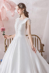 Wedding Dress Princess Silhouette Illusion Neckline Sleeveless Cathedral Train Bridal Gowns-Dbrbridal