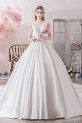 Wedding Dress Princess Silhouette Illusion Neckline Sleeveless Cathedral Train Bridal Gowns-Dbrbridal