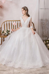 Wedding Dress Princess Silhouette Long Chic V-Neck Sleeveless Beaded Lycra Spandex Bridal Gowns-Dbrbridal