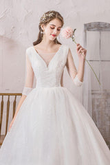 Wedding Dress Princess Silhouette Long Chic V-Neck Sleeveless Beaded Lycra Spandex Bridal Gowns-Dbrbridal