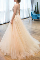 Wedding Dress Princess Silhouette Long Jewel Neck Sleeveless Lace Tulle Bridal Gowns-Dbrbridal