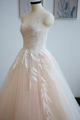 Wedding Dress Princess Silhouette Long Jewel Neck Sleeveless Lace Tulle Bridal Gowns-Dbrbridal