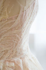 Wedding Dress Princess Silhouette Long Jewel Neck Sleeveless Lace Tulle Bridal Gowns-Dbrbridal