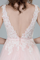 Wedding Dresses A-line Sleeveless Bows Chic V-Neck Bridal Gowns With Court Train Exclusive-Dbrbridal