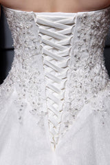 Wedding Dresses Ball Gown Strapless Bridal Dress Ivory Sweetheart Neckline Tulle Applique Beaded Wedding Gown-Dbrbridal