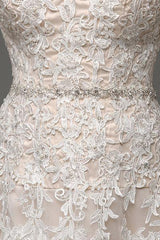 Wedding Dresses Champagne Tulle Strapless Sweatheart Lace Sash Bridal Gown-Dbrbridal