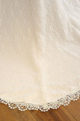 Wedding Dresses Mermaid Ivory Lace Off The Shoulder Bridal Gown Chains Beaded Ribbon Bow Sash Slim Fit Bridal Dress With Train-Dbrbridal