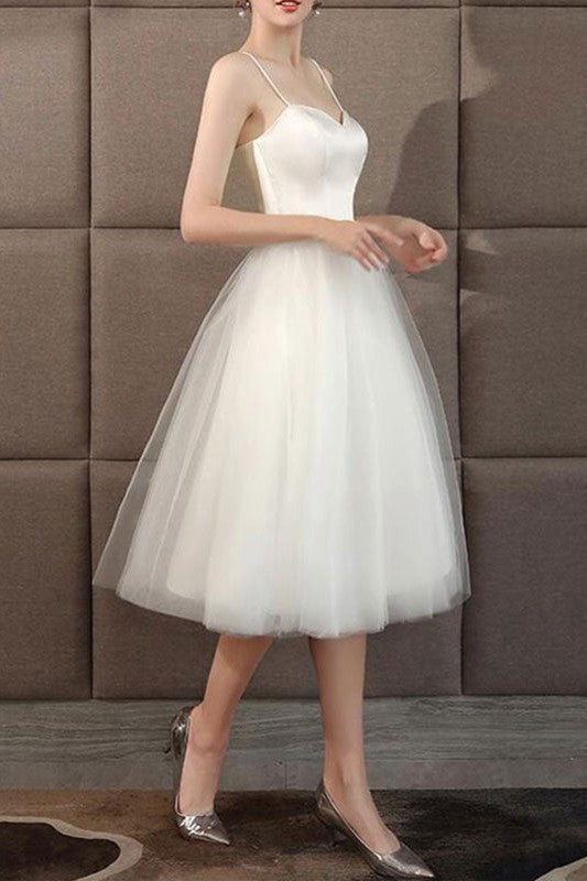 short wedding dress sweetheart neckline Sweetheart Short Satin Wedding Dress Sleeveless Knee Length Summer Wedding Reception Dress