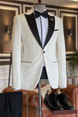 White 2 Pieces Peaked Lapel Prom Suits For Men-Dbrbridal
