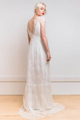 White Casual Wedding Dress Satin Fabric Chic V-Neck Short Sleeves Sexy Backless A-Line Long Bridal Gowns-Dbrbridal