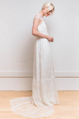 White Casual Wedding Dress Satin Fabric Chic V-Neck Short Sleeves Sexy Backless A-Line Long Bridal Gowns-Dbrbridal