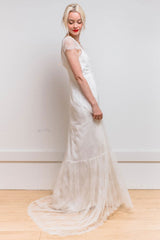 White Casual Wedding Dress Satin Fabric Chic V-Neck Short Sleeves Sexy Backless A-Line Long Bridal Gowns-Dbrbridal