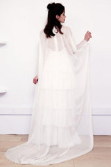 White Casual Wedding Dress Satin Fabric Chic V-Neck Sleeveless Ruffles A-Line Long Chiffon Bridal Gowns-Dbrbridal