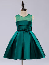 White flower girl dress Tutu Toddlers Short Satin Pageant Dinner Dress-Dbrbridal