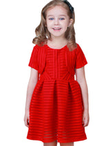 White Jewel Neck Cotton Blend Short Sleeves Tea-Length A-Line Pleated Kids Social Party Dresses-Dbrbridal