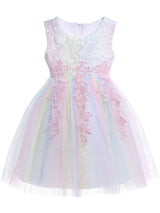 White Jewel Neck Cotton Sleeveless Short A-Line Embroidered flower girl dresses-Dbrbridal