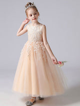 White Jewel Neck Sleeveless Bows Kids Party Dresses Princess Dress-Dbrbridal
