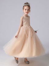 White Jewel Neck Sleeveless Bows Kids Party Dresses Princess Dress-Dbrbridal