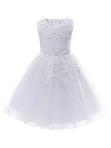 White Jewel Neck Sleeveless Bows Kids Party Dresses Short Princess Dress-Dbrbridal