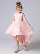 White Jewel Neck Sleeveless Short Princess Dress Bows Kids Social Party Dresses-Dbrbridal