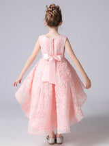 White Jewel Neck Sleeveless Short Princess Dress Bows Kids Social Party Dresses-Dbrbridal