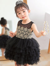 White Jewel Neck Tulle Sleeveless Short Princess Kids Social Party Dresses-Dbrbridal