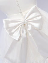 White Pageant Dress Princess Sleeveless Short Girl'S Dinner Dress-Dbrbridal