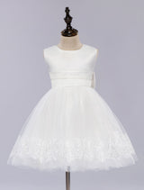 White Pageant Dress Princess Sleeveless Short Girl'S Dinner Dress-Dbrbridal